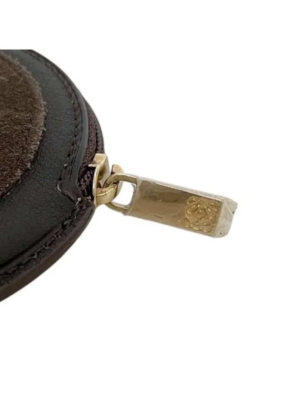 Loewe Coin Case Brown Anagram Purse Leather Suede 12 Logo Mini